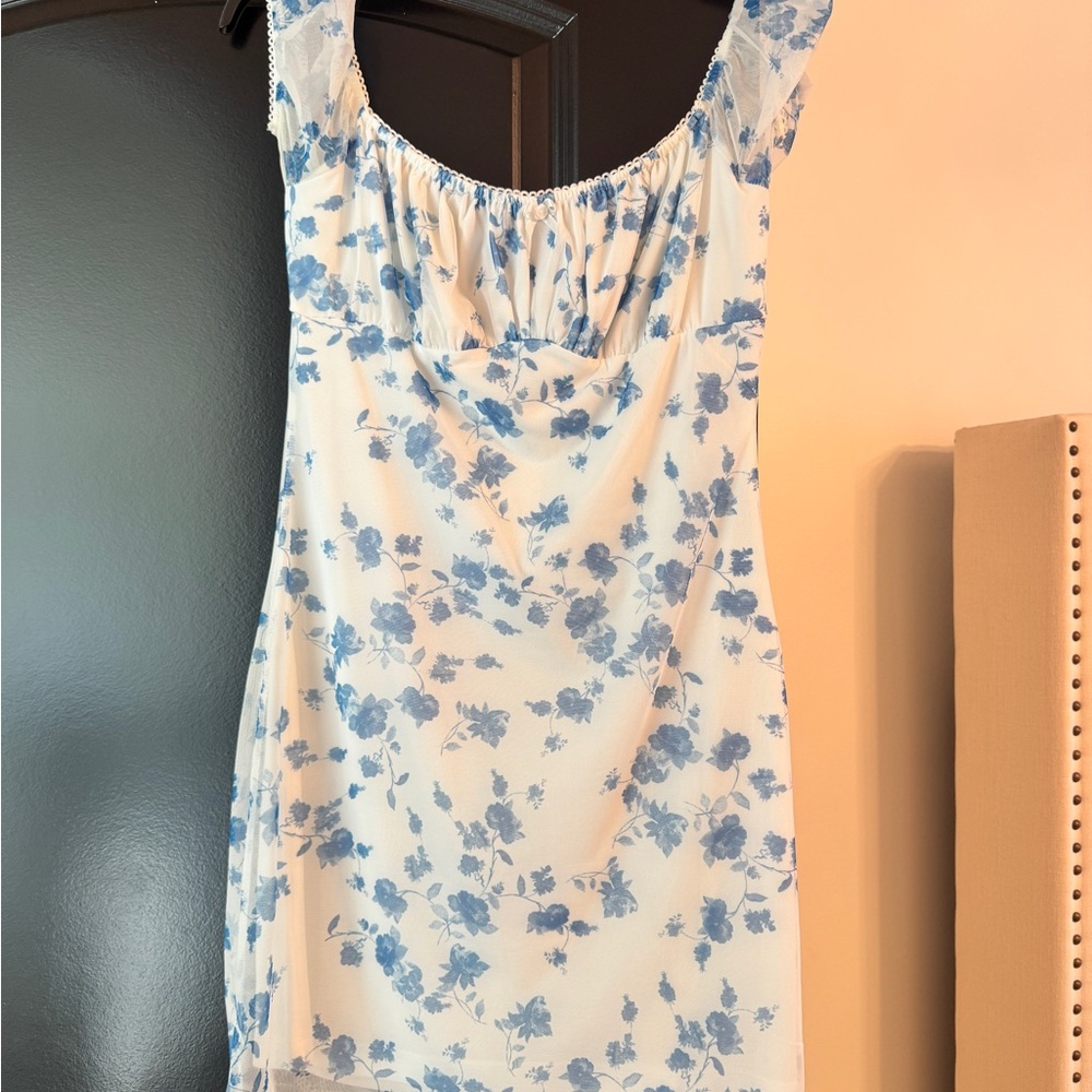 Cotton Candy Blue Floral Dress